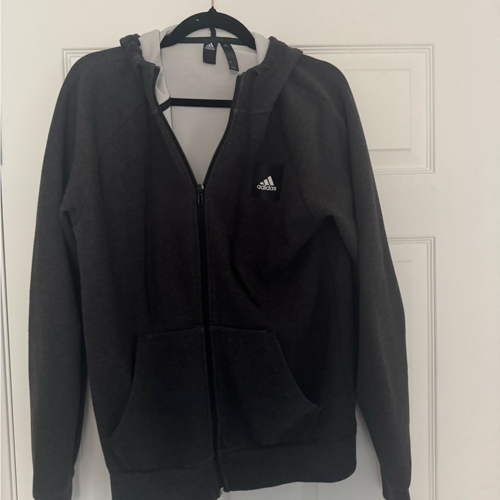 Adidas  Dark Grey Zip-Up Hoodie Mens Small